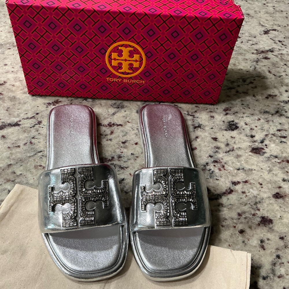 Authentic Tory Burch Leather Slides